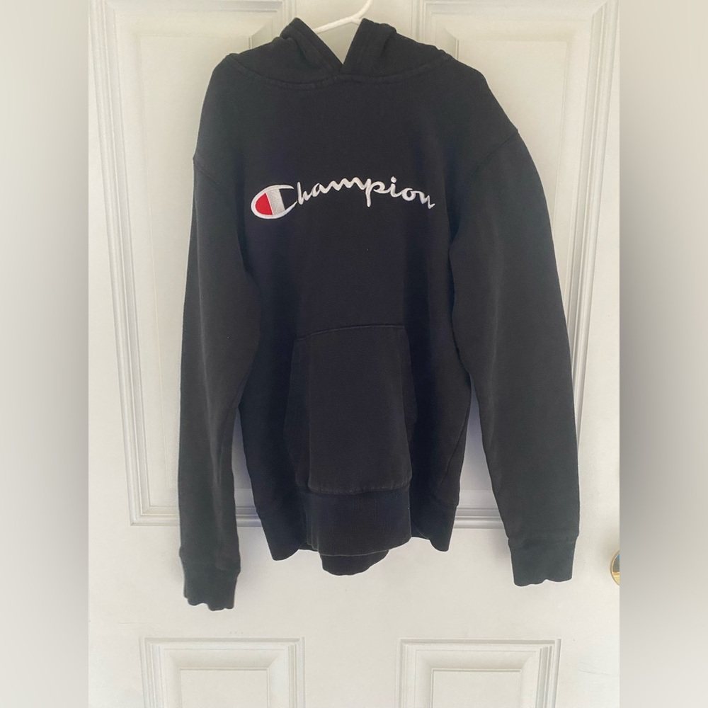 Champion Black and Gray Athletic Hoodie - Youth Large